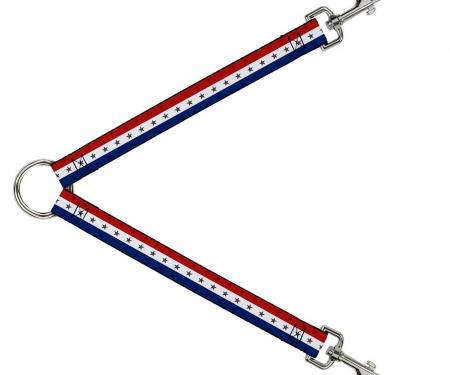 Dog Leash Splitter - Americana Star Stripes Red/White/Blue