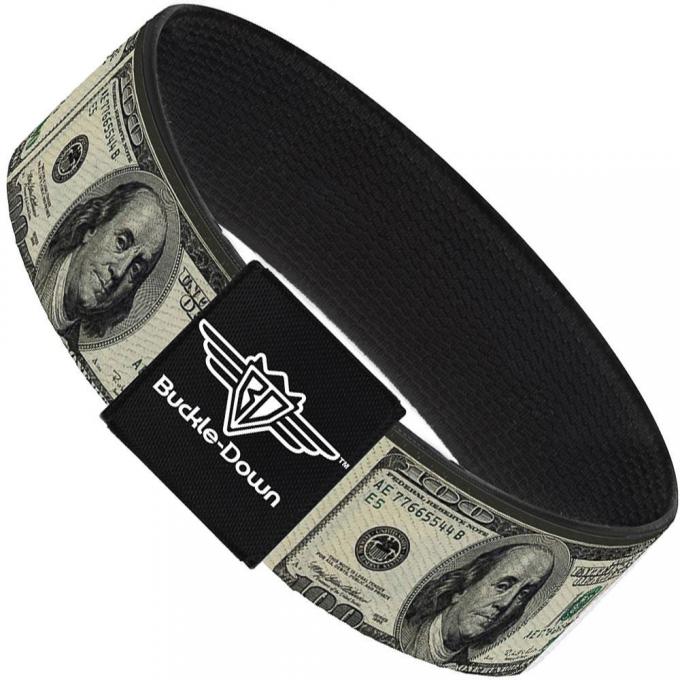 Buckle-Down Elastic Bracelet - 100 Dollar Bills