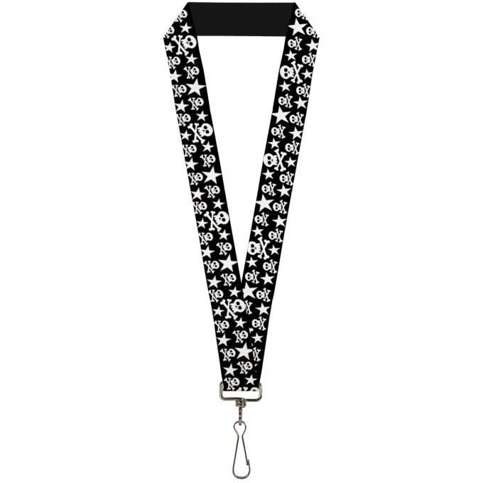 Buckle-Down Lanyard - Skulls & Stars Black/White