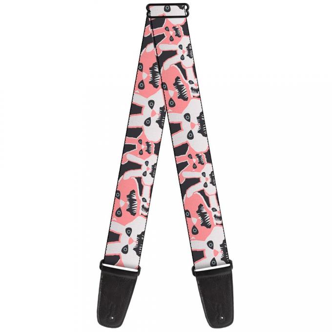Guitar Strap - Angry Bunnies Gray/Pinks