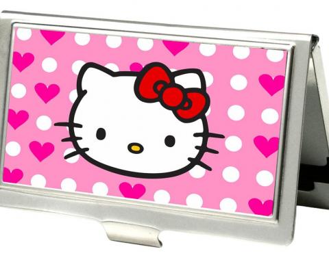 Business Card Holder - SMALL - Hello Kitty w/Dots & Hearts FCG Baby Pink/White/Pink