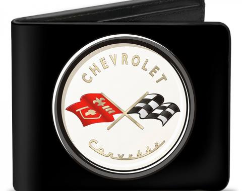 Bi-Fold Wallet - Corvette C1 Flags Emblem Black