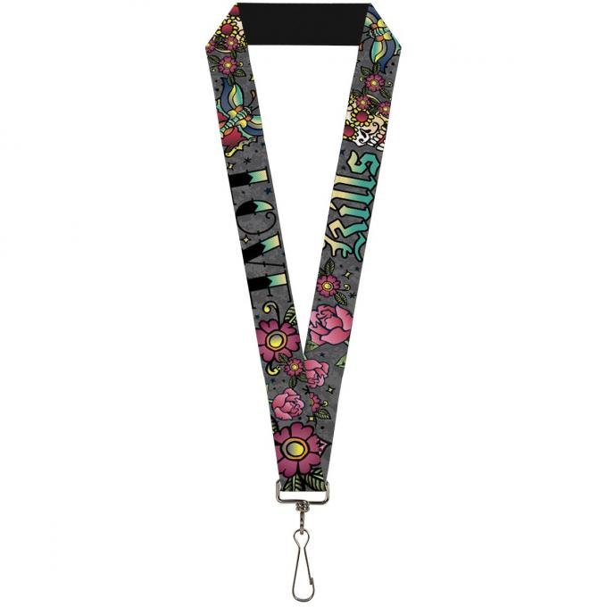 Buckle-Down Lanyard - Love Kills Gray