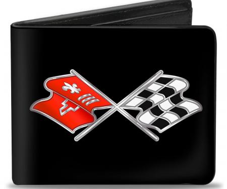 Bi-Fold Wallet - Corvette C3 Crossed Flags Logo Black