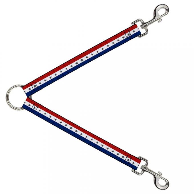 Dog Leash Splitter - Americana Star Stripes Red/White/Blue
