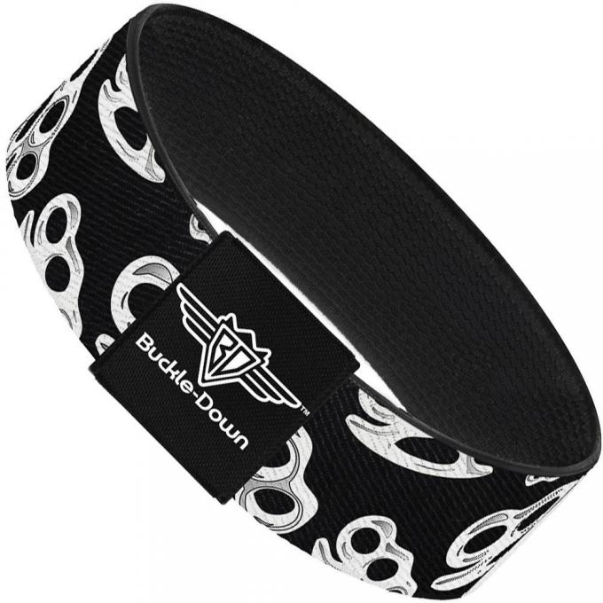 Buckle-Down Elastic Bracelet - Brass Knuckles Black/White