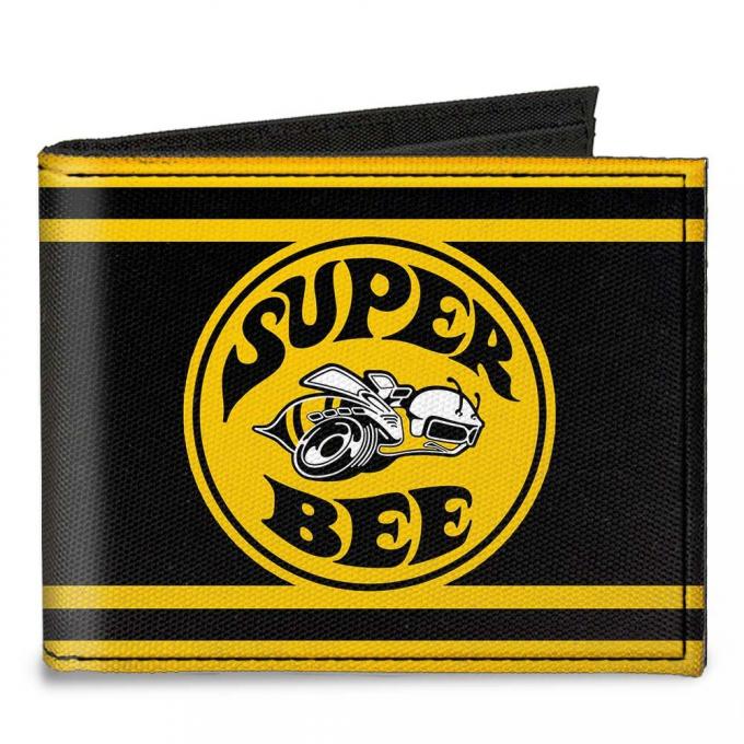 Canvas Bi-Fold Wallet - SUPER BEE Logo/Stripes Black/Yellow