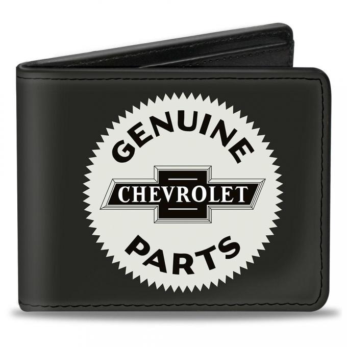 Bi-Fold Wallet - 1920 GENUINE CHEVROLET PARTS Seal Charcoal/Tan