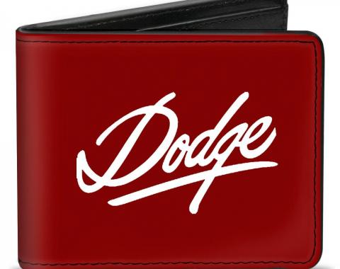 Bi-Fold Wallet - DODGE Emblem Script Burgundy/White