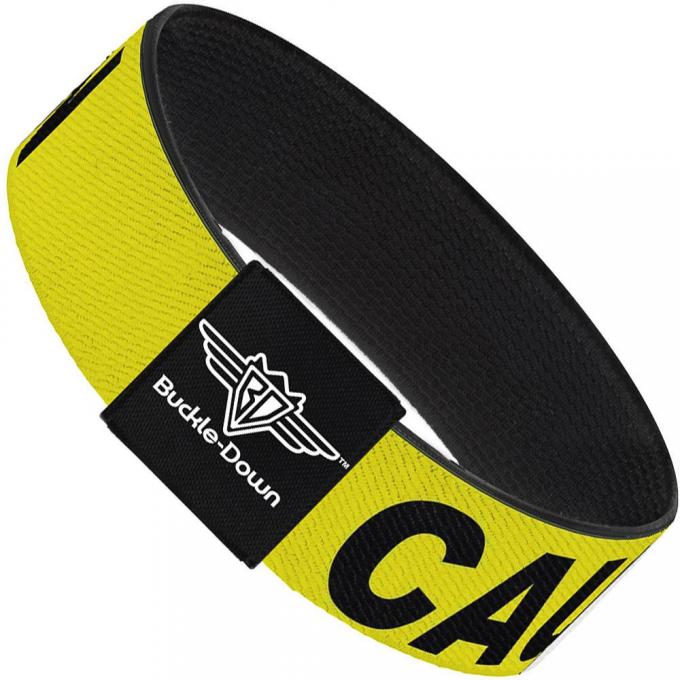 Buckle-Down Elastic Bracelet - CAUTION Yellow/Black