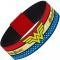 Elastic Bracelet - 1.0" - WONDER WOMAN Script Stripe/Stars Red/Gold/Blue/White