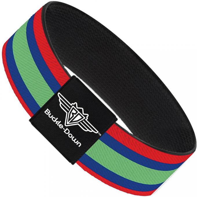 Buckle-Down Elastic Bracelet - Stripes Red/Blue/Green