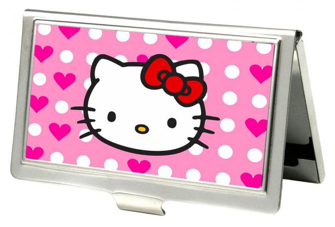 Business Card Holder - SMALL - Hello Kitty w/Dots & Hearts FCG Baby Pink/White/Pink