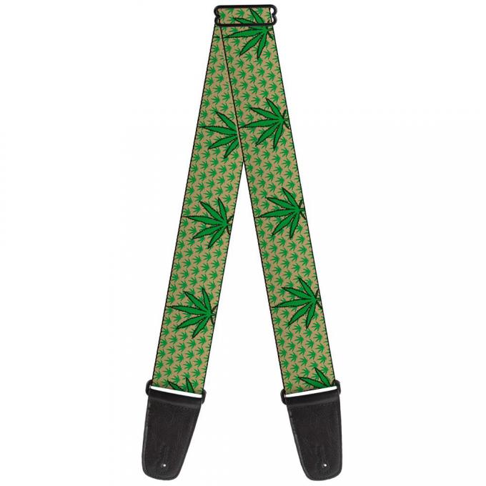 Guitar Strap - Marijuana Garden Tan/Green