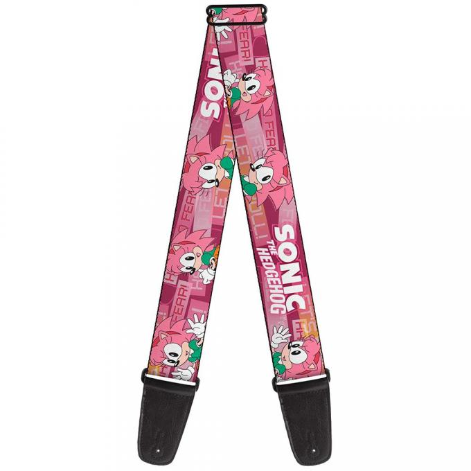 SONIC CLASSIC 
Guitar Strap - SONIC THE HEDGEHOG Amy Poses/Quotes Pinks/White