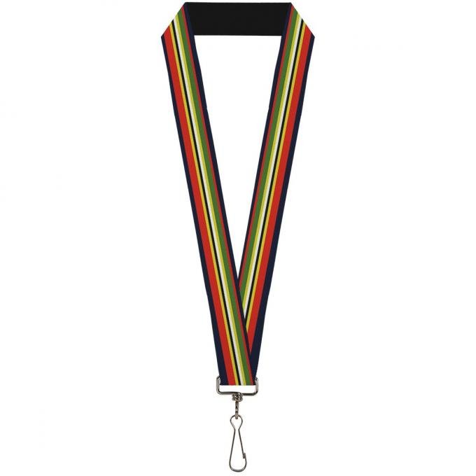 Buckle-Down Lanyard - Stripes Navy/Red/Yellow/Black/White/Green