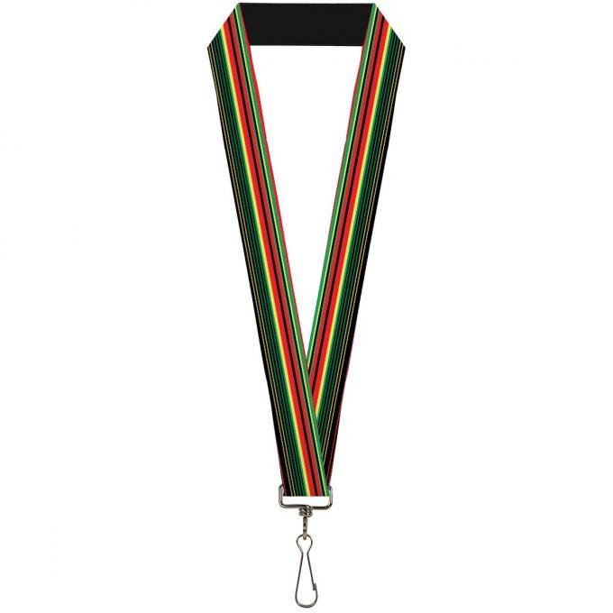 Buckle-Down Lanyard - Stripe Transitions Black/Red/Green/Yelow