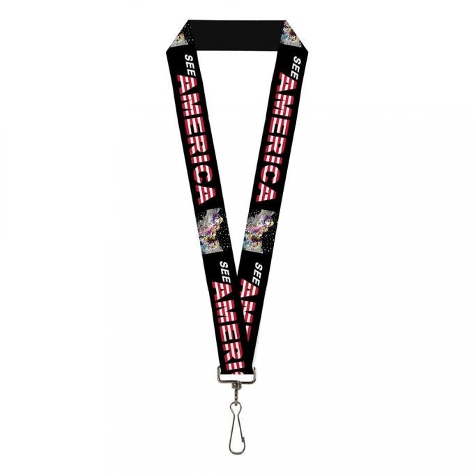 Lanyard - 1.0" - SEE AMERICA-Mount Rushmore Black/White/Red/Multi Color