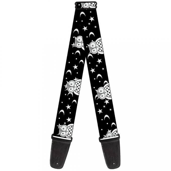 Guitar Strap - Owls Black/White2