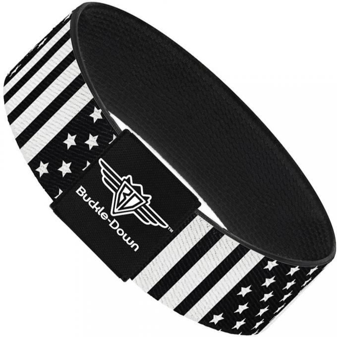 Buckle-Down Elastic Bracelet - American Flag C/U Black/White