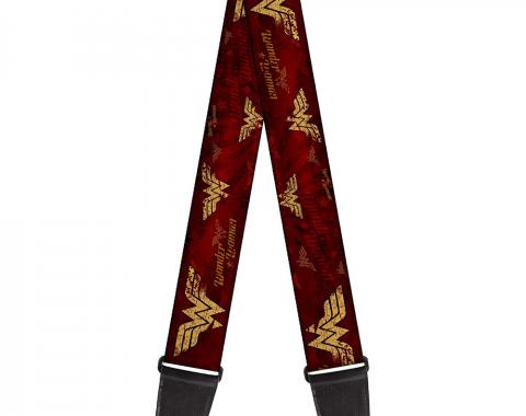 Guitar Strap - WONDER WOMAN/Logo Rays Burgundy/Gold