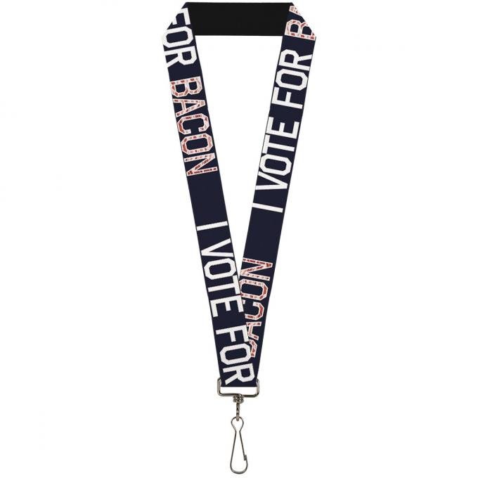 Buckle-Down Lanyard - VOTE FOR BACON Black/White/Bacon