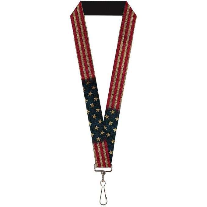 Buckle-Down Lanyard - Vintage US Flag Stretch