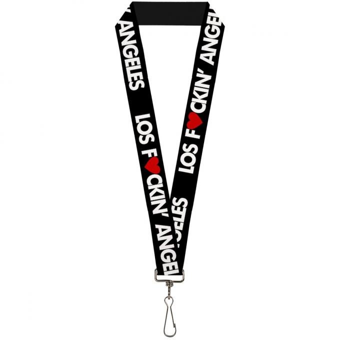Buckle-Down Lanyard - LOS F*CKIN' ANGELES Heart Black/White/Red