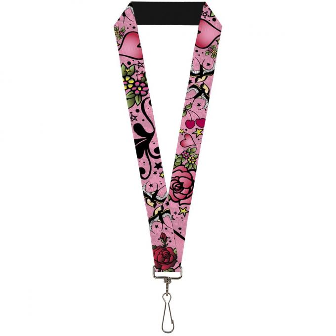 Buckle-Down Lanyard - Mom & Dad C/U Pink w/Sparrows