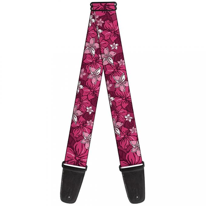 Guitar Strap - Hibiscus Collage Pink Shades