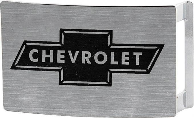 Chevy Bowtie Rock Star Buckle - Brushed Silver/Black
