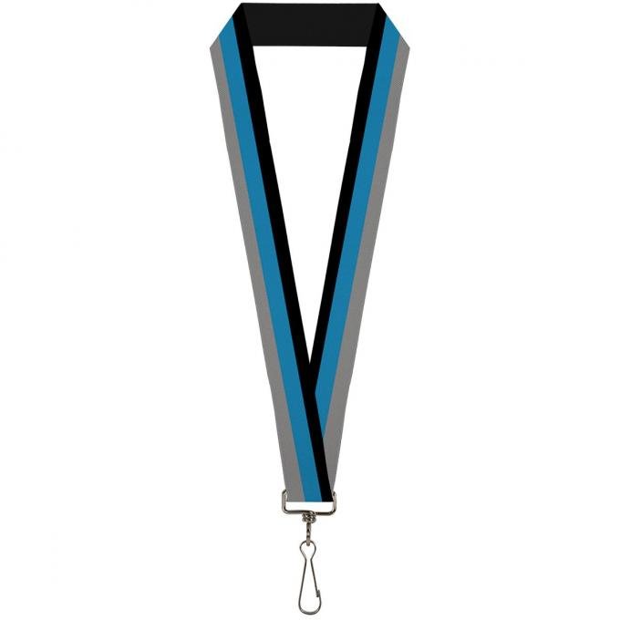 Buckle-Down Lanyard - Stripes Black/Turquoise/Gray