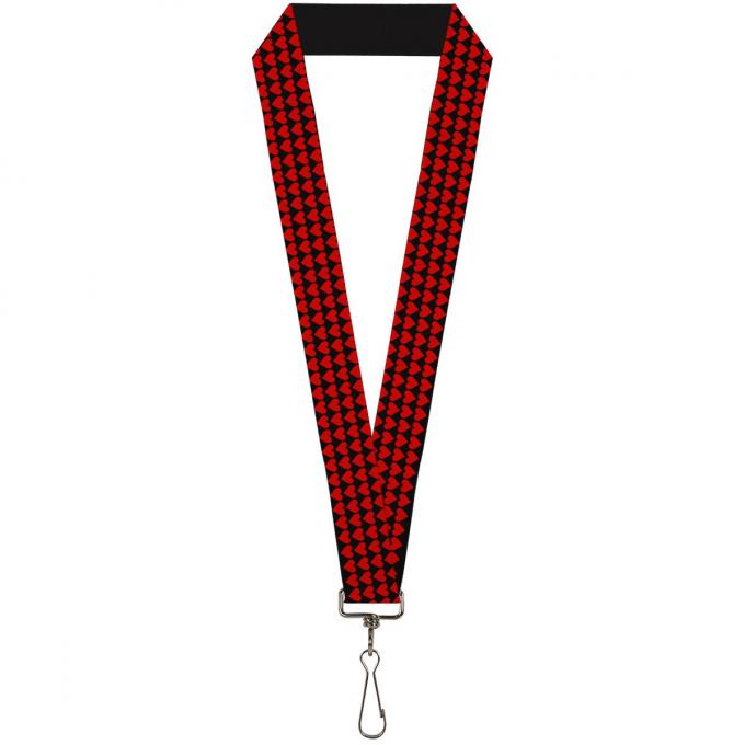 Buckle-Down Lanyard - Mini Hearts Black/Red