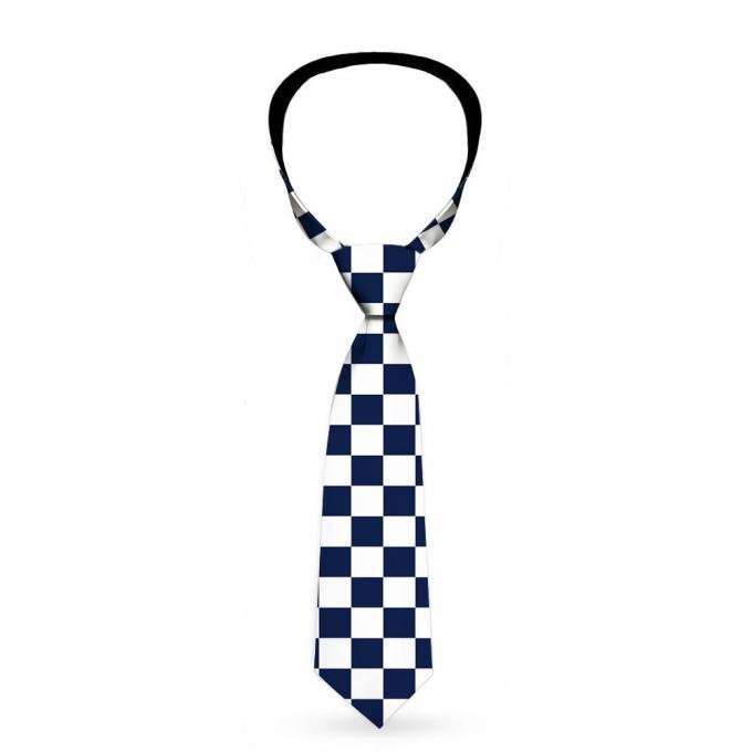 Buckle-Down Necktie - Checker Midnight Blue/White