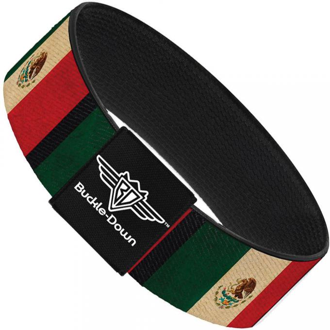 Buckle-Down Elastic Bracelet - Mexico Flag Distressed