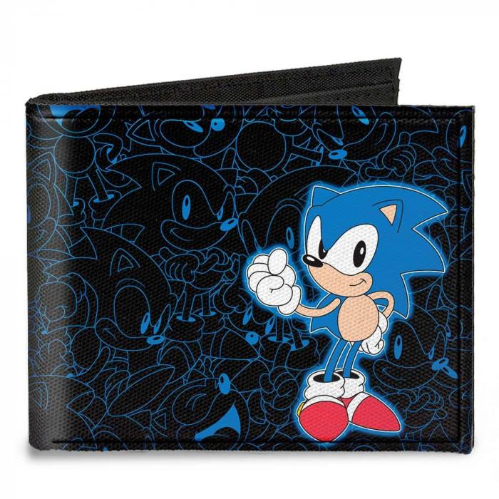 SONIC CHARACTERS PATTERN Sonic the Hedgehog 4 in. Bi Fold Wallet (Sonikku)