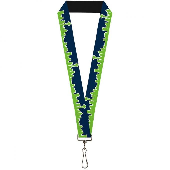 Buckle-Down Lanyard - Seattle Skyline Navy/Lime Green