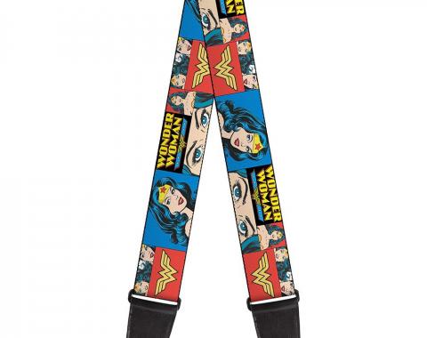 Guitar Strap - Wonder Woman Panels Blue