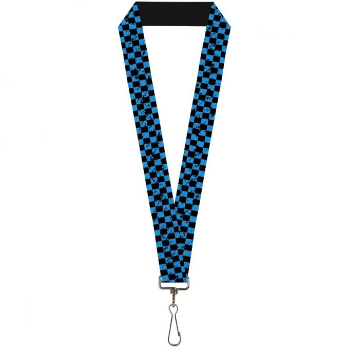 Buckle-Down Lanyard - Checker Weathered Black/Turquoise