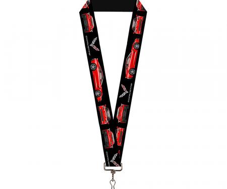 Lanyard - 1.0" - C7 Logo/C7 Blueprints Black/Red