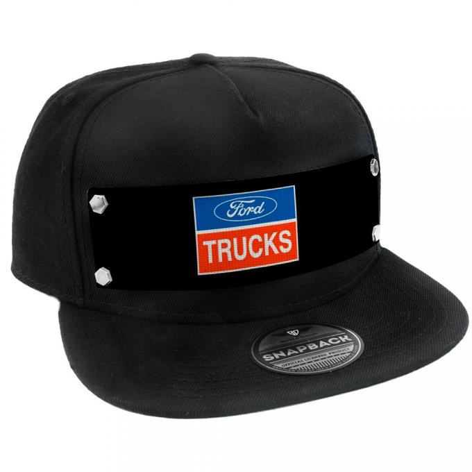 Embellishment Trucker Hat BLACK - FORD TRUCKS Logo2 Black/White/Blue/Red