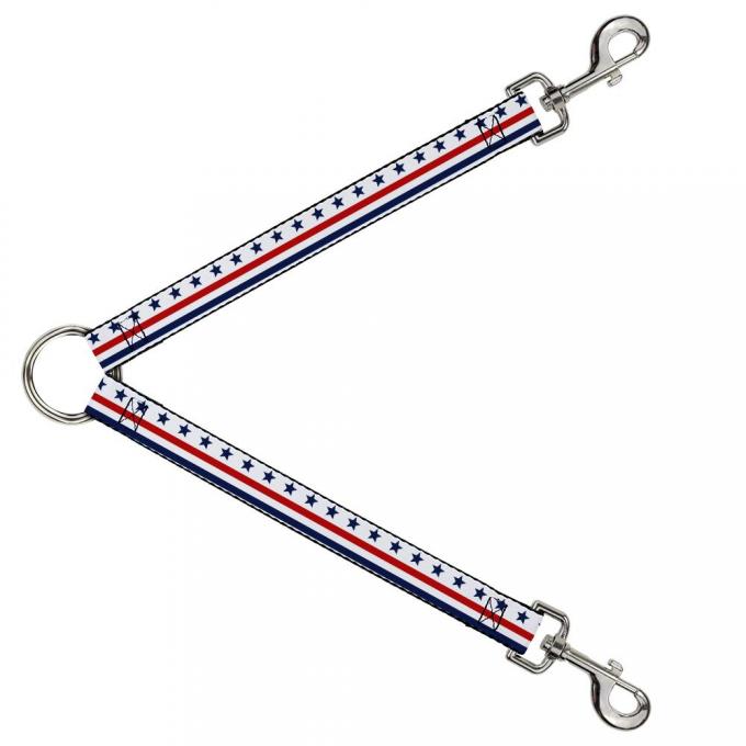 Dog Leash Splitter - Americana Stars & Stripes7 White/Blue/Red