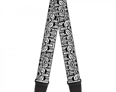 Guitar Strap - Autobots Swirl Stacked White/Black