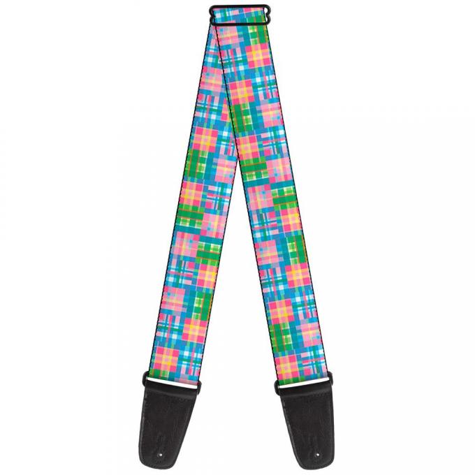 Guitar Strap - Madras Plaid Pink