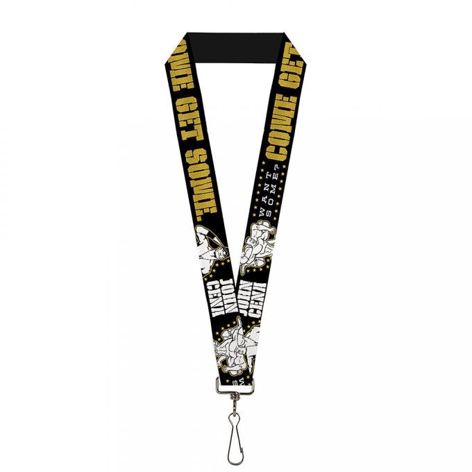 Lanyard - 1.0" - JOHN CENA 2-Poses WANT SOME? COME GET SOME. Black/Gold/White