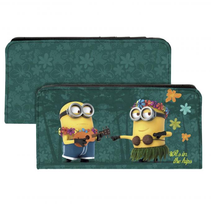 Canvas Snap Wallet - Minion Hula IT'S IN THE HIPS/Floral Collage Jade Green