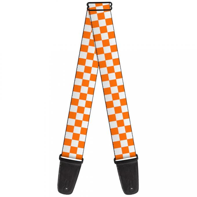 Guitar Strap - Checker White/TN Orange