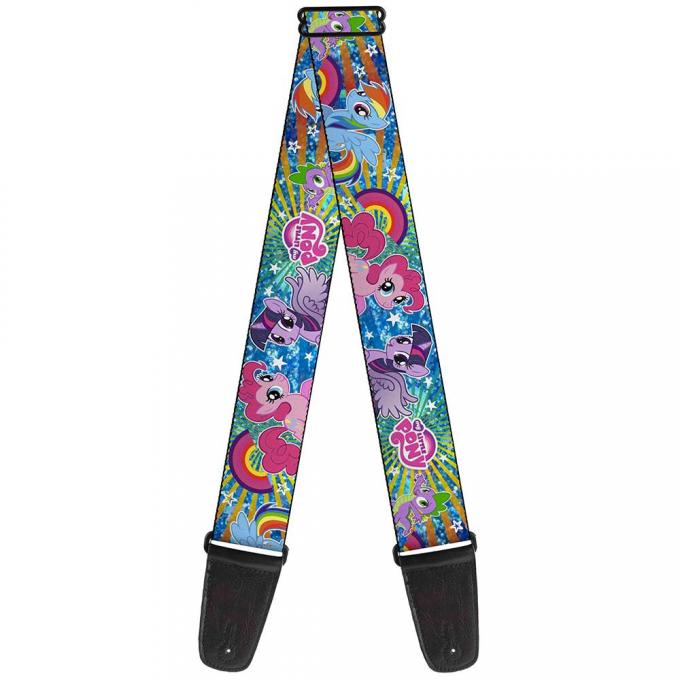 Guitar Strap - Three Ponies & Spike Sunburst & Stars Blues/Multi Color