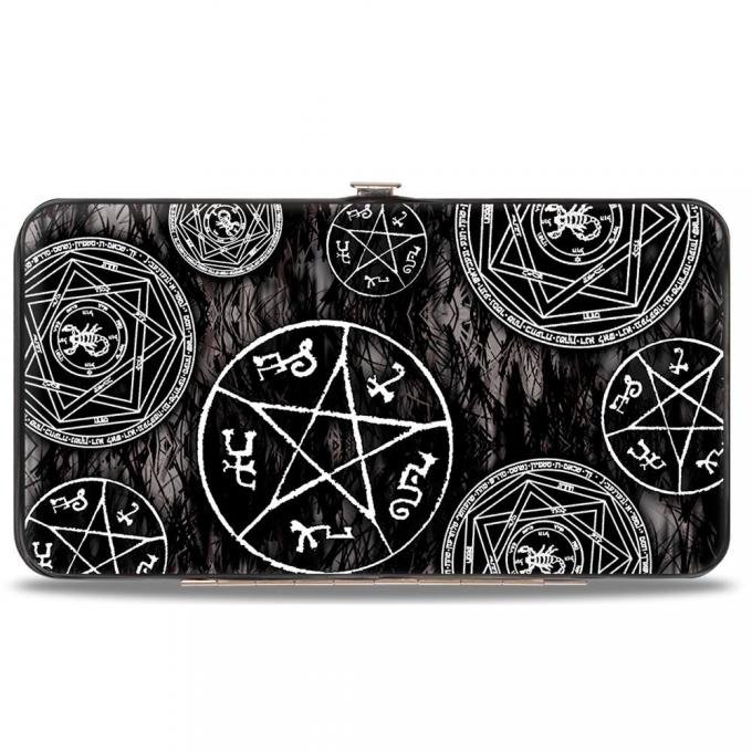 Hinged Wallet - Supernatural Devil's Trap Pentagrams Grays/Black/White