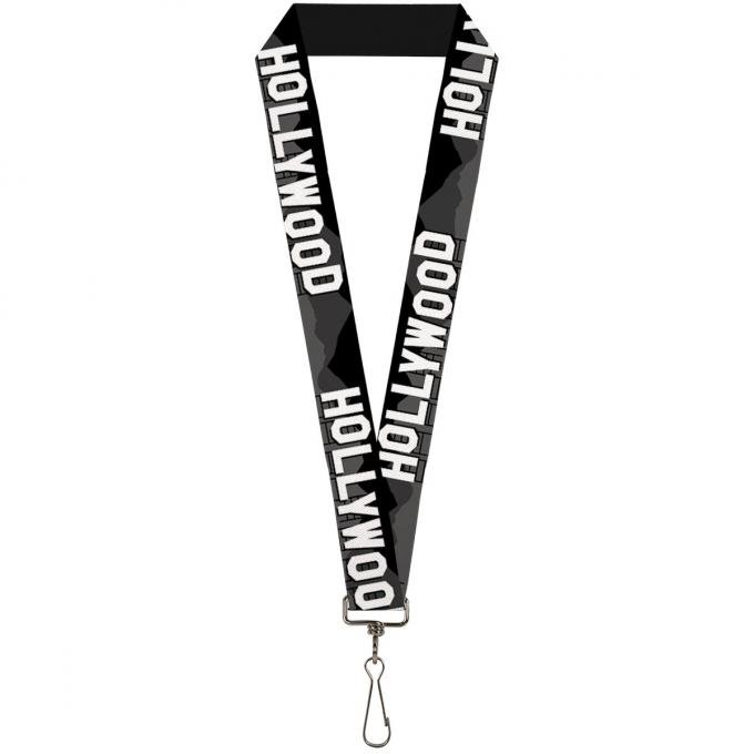Buckle-Down Lanyard - HOLLYWOOD Sign Skyline Black/Grays/White